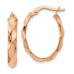 Load image into Gallery viewer, Leslie's 14K Rose Gold Polished and Twisted Oval Hoop Earrings  17mm width

