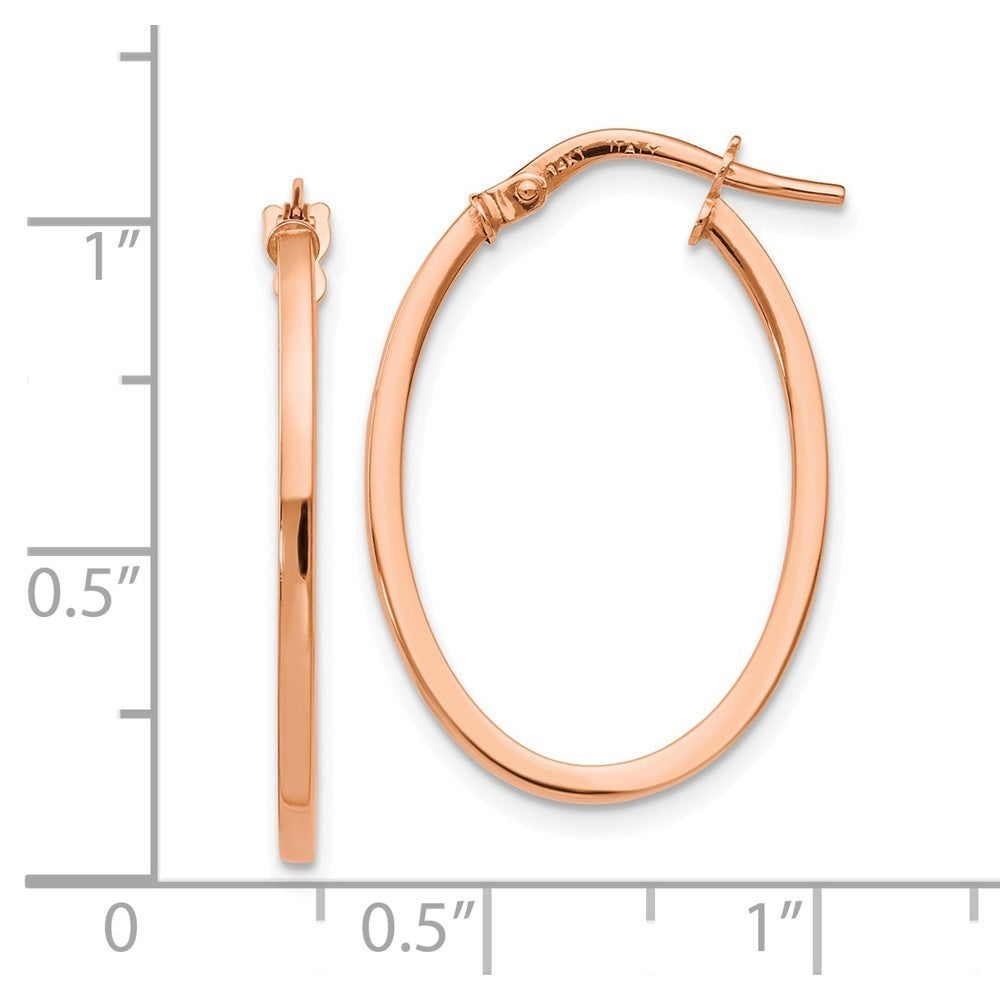 Leslie's 14K Rose Gold Polished Oval Hoop Earrings 27mm length