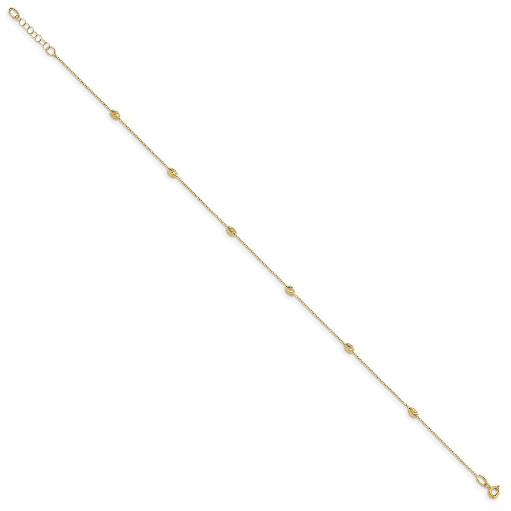 Leslie's 14K Yellow Gold Polished & Diamond-cut with 1'' extension Anklet  Length 10'' inches