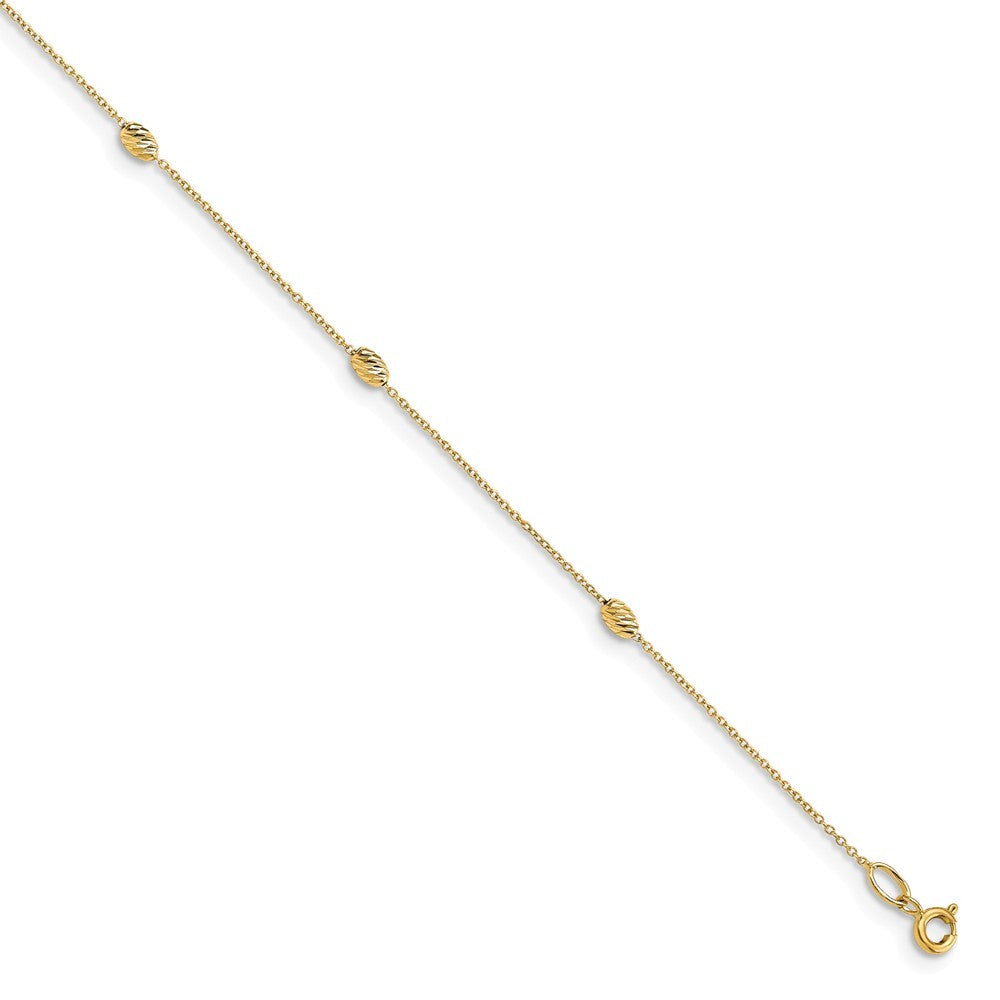 Leslie's 14K Yellow Gold Polished & Diamond-cut with 1'' extension Anklet  Length 10'' inches
