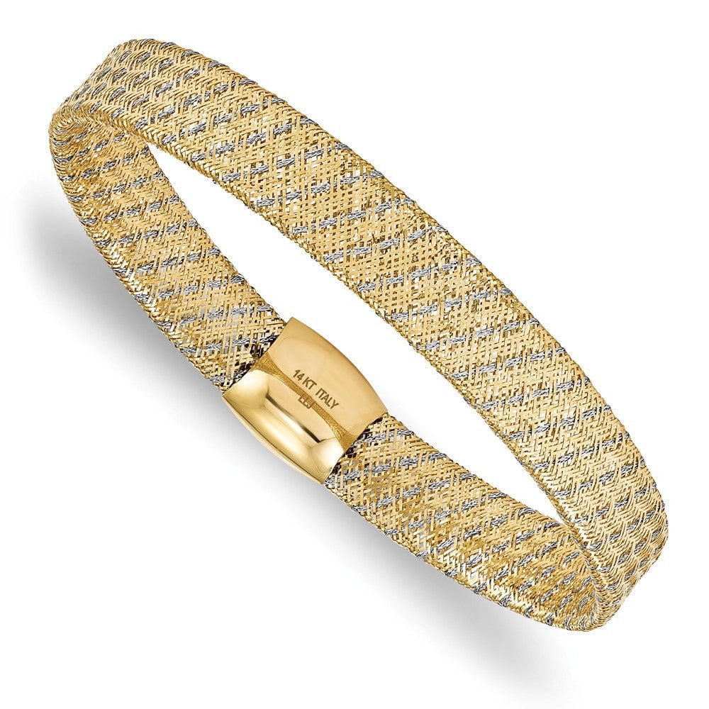 Leslie's 14K Two-tone Gold Fancy Stretch Bangle Bracelet  Length 7.5'' inches