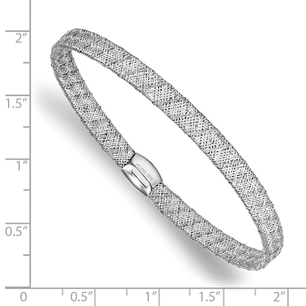Leslie's 14K White Gold Fancy Stretch Bangle Bracelet  Length 7.5'' inches