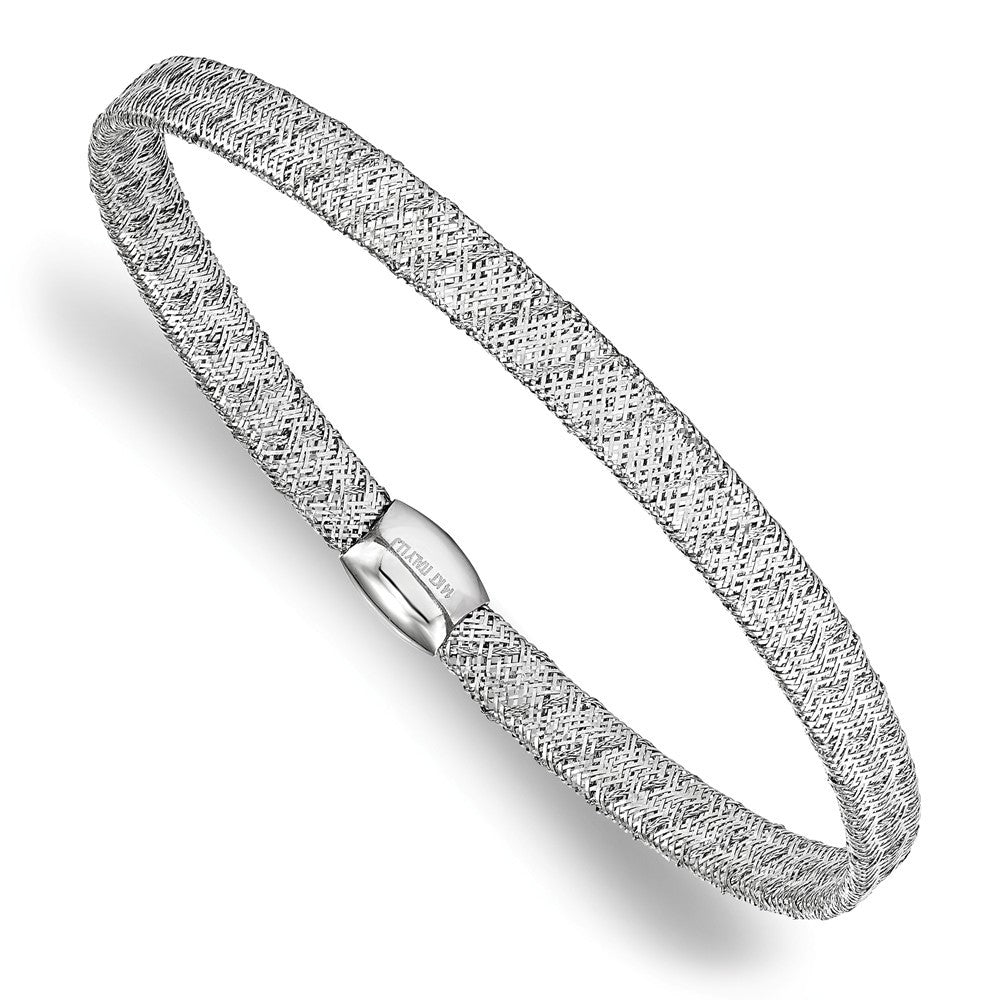 Leslie's 14K White Gold Fancy Stretch Bangle Bracelet  Length 7.5'' inches