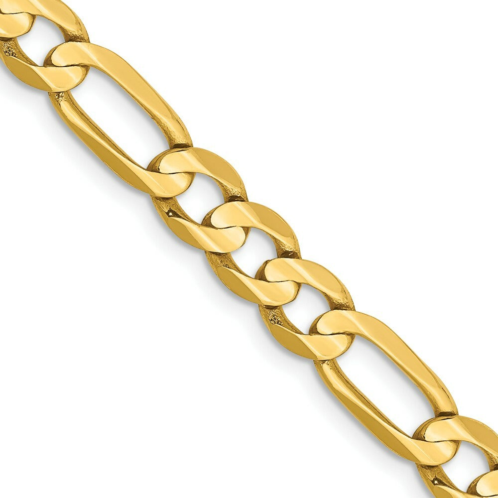 14K Yellow Gold 6mm Concave Open Figaro Chain