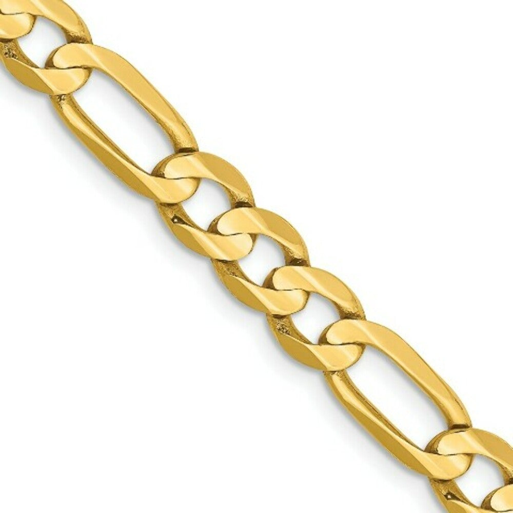 14K Yellow Gold 6mm Concave Open Figaro Chain