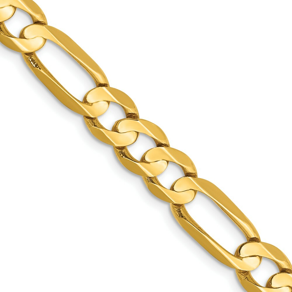 14K Yellow Gold 6.75mm Concave Open Figaro Chain