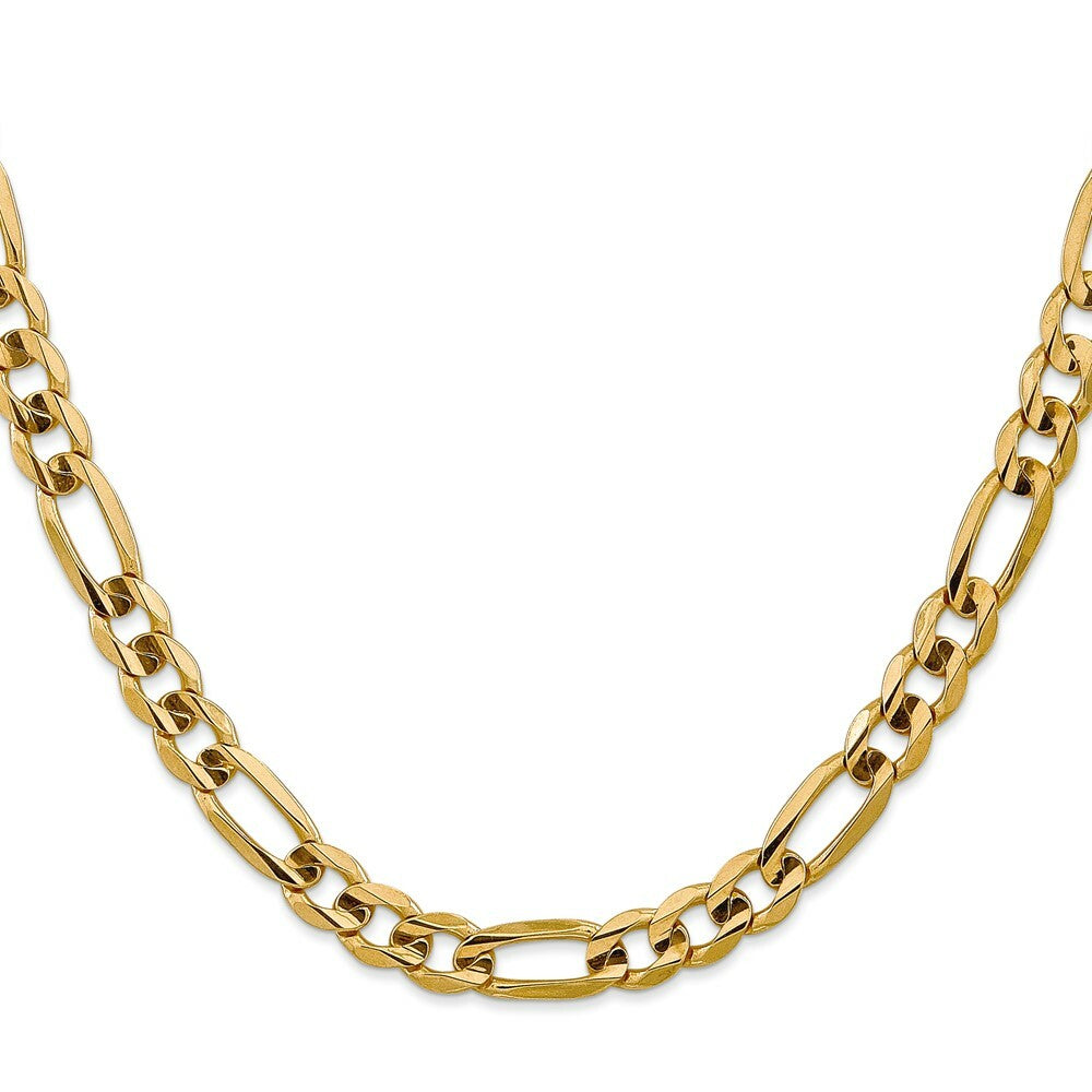 14K Yellow Gold 7.5mm Concave Open Figaro Chain