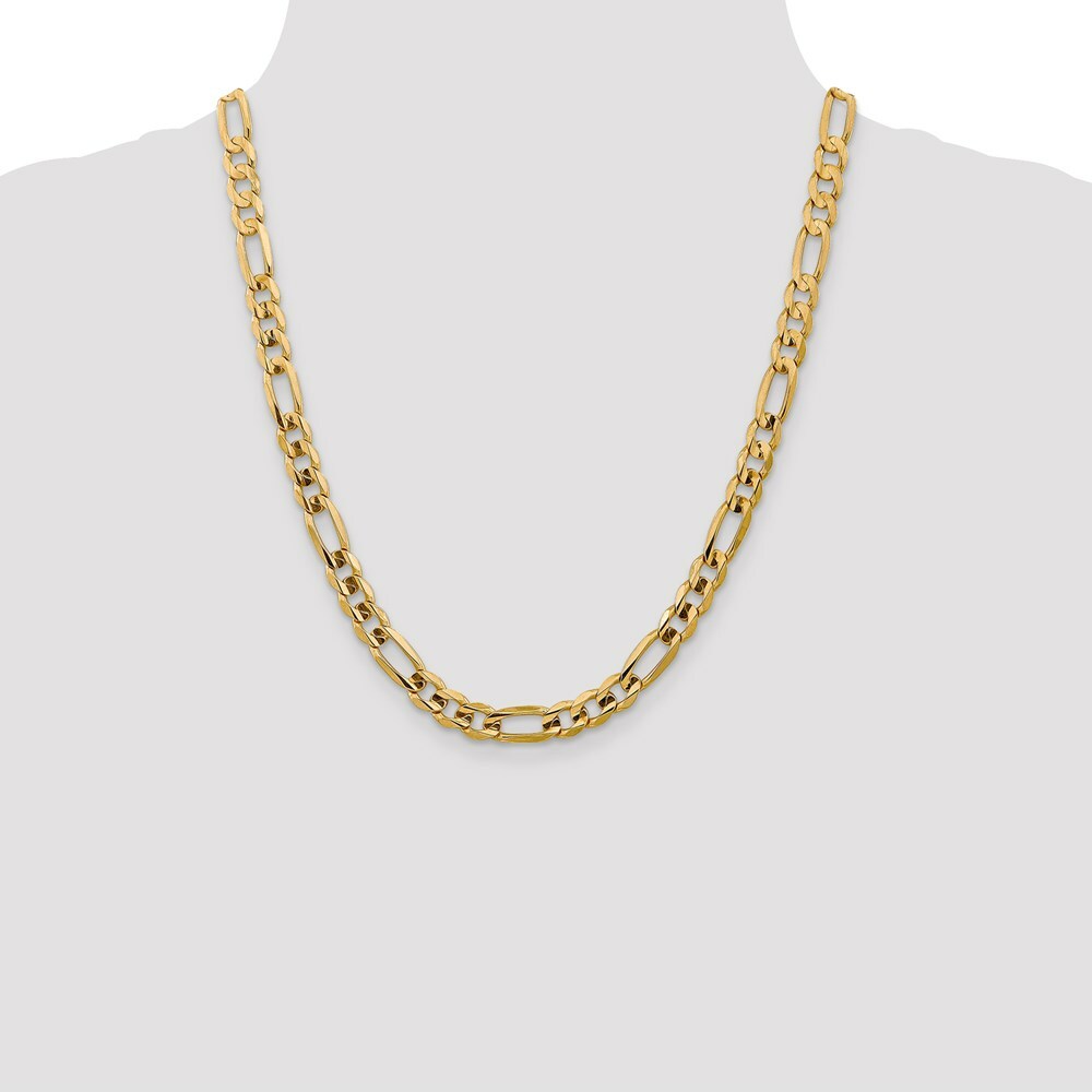 14K Yellow Gold 7.5mm Concave Open Figaro Chain