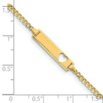 Load image into Gallery viewer, 14K Yellow Gold Curb Link ID, Plate with Cut-out Heart Bracelet  Length 7'' inches
