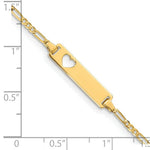 Load image into Gallery viewer, 14K Yellow Gold Figaro Link ID, Plate with Cut-out Heart Bracelet  Length 7'' inches
