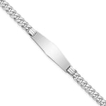 Load image into Gallery viewer, 14k White Gold Flat Curb Link Soft Diamond Shape ID Bracelet  length: 7 inches

