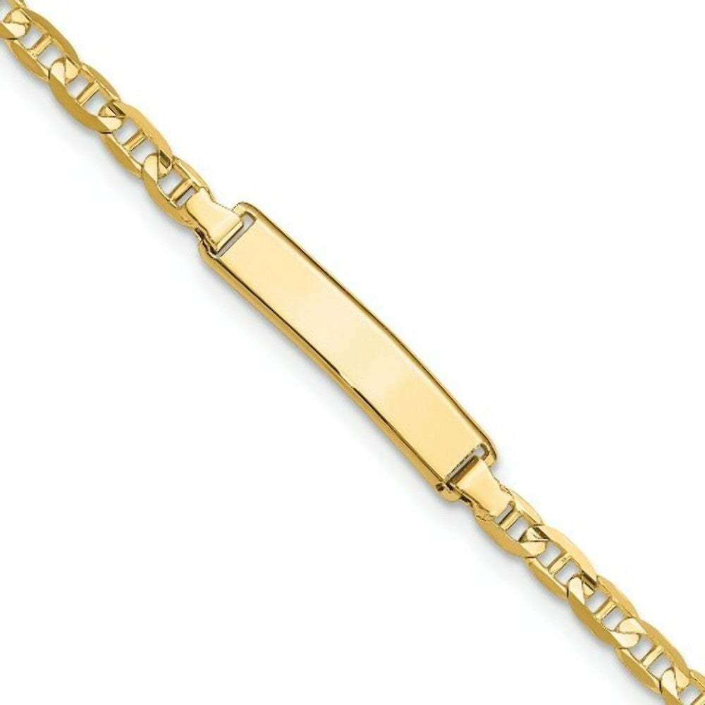 14K Yellow Gold Anchor Link ID Bracelet  length: 7 inches