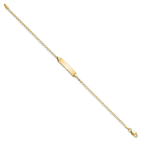 14K Yellow Gold Flat Curb Link ID Bracelet  length: 7 inches