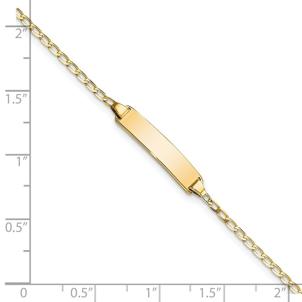 14K Yellow Gold Flat Curb Link ID Bracelet  length: 7 inches