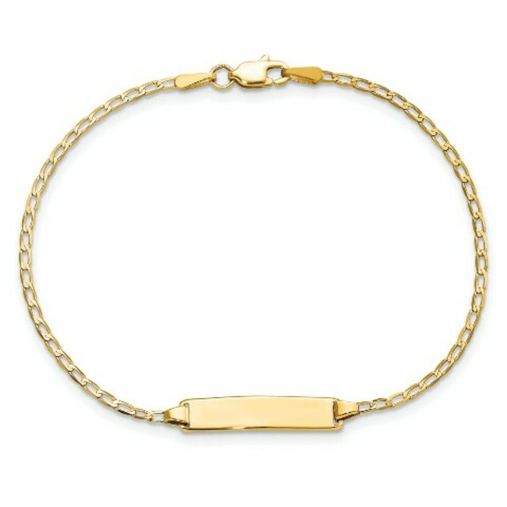 14K Yellow Gold Flat Curb Link ID Bracelet  length: 7 inches