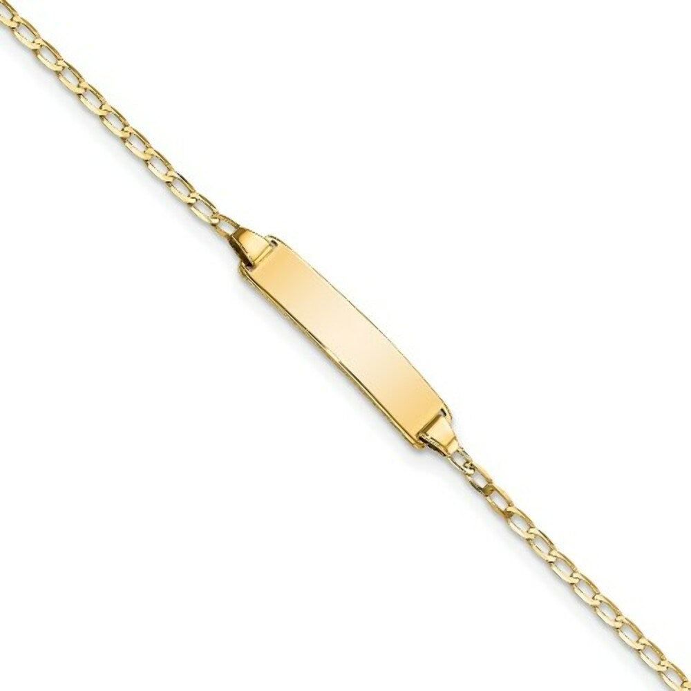 14K Yellow Gold Flat Curb Link ID Bracelet  length: 7 inches