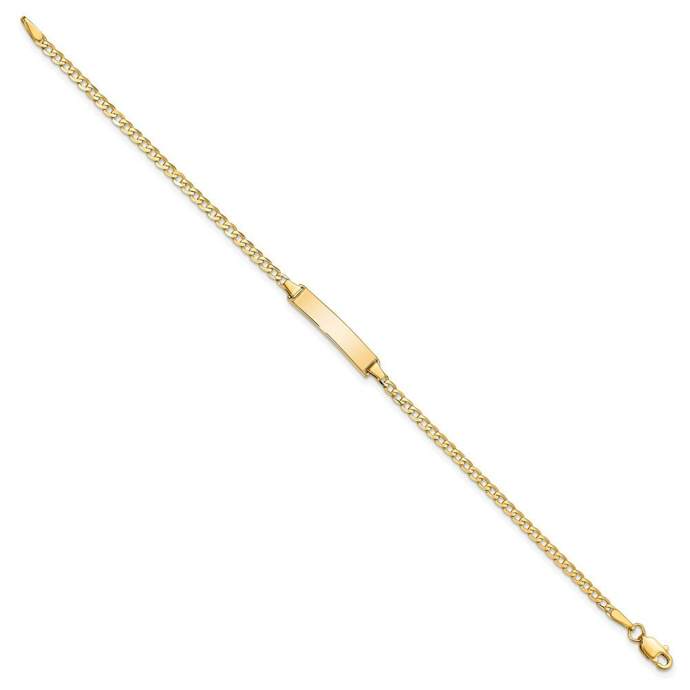 14K Yellow Gold Flat Curb Link ID Bracelet  length: 7 inches