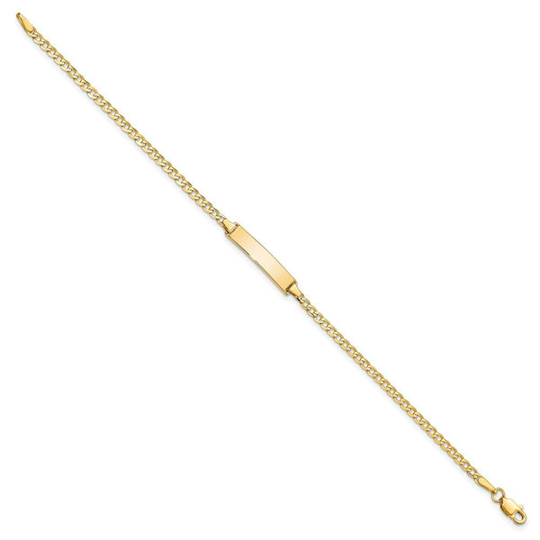 14K Yellow Gold Flat Curb Link ID Bracelet  length: 7 inches