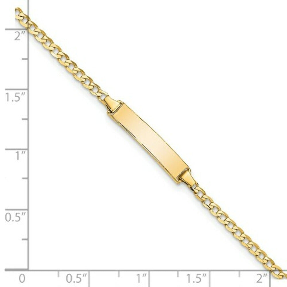 14K Yellow Gold Flat Curb Link ID Bracelet  length: 7 inches