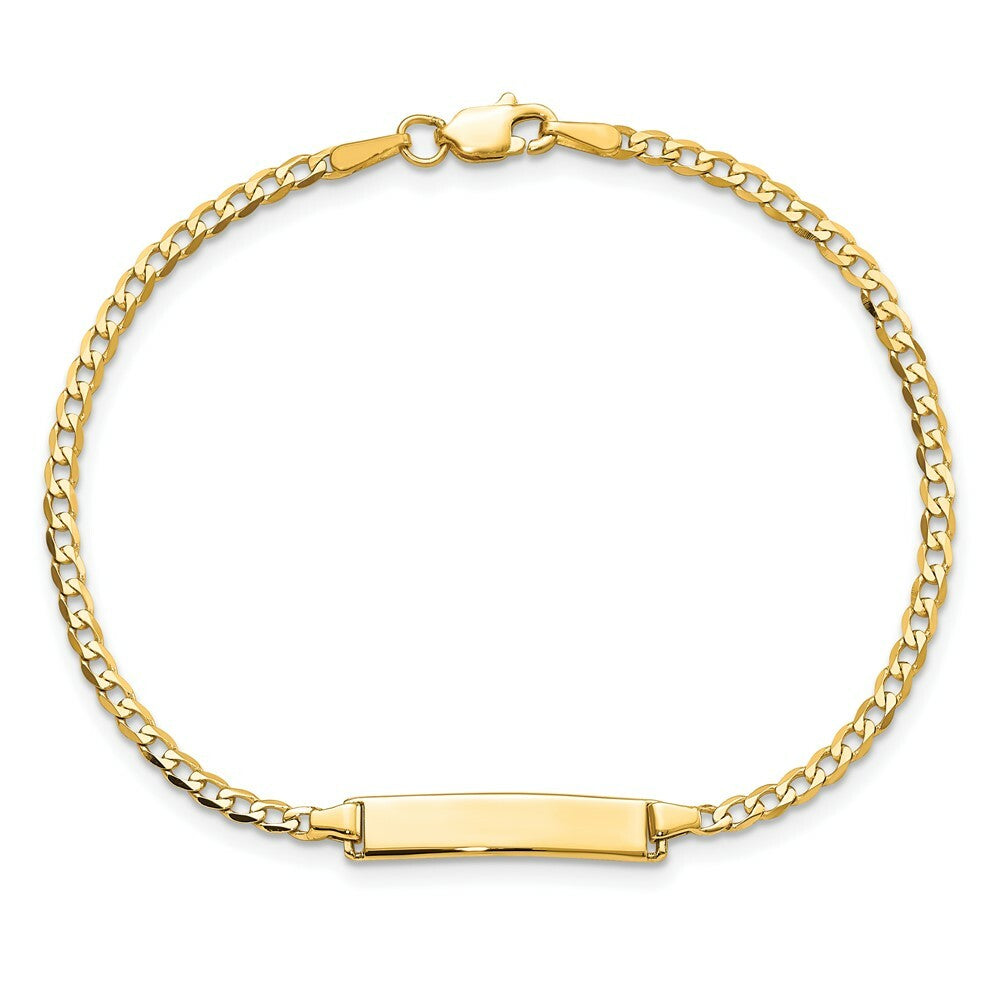 14K Yellow Gold Flat Curb Link ID Bracelet  length: 7 inches