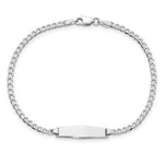 Load image into Gallery viewer, 14k White Gold Flat Curb Link Soft Diamond Shape ID Bracelet  length: 7 inches
