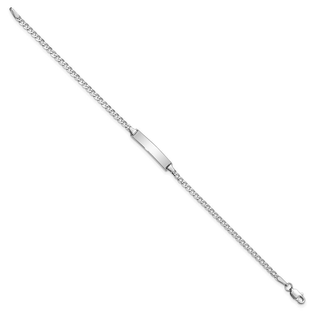 14k White Gold Flat Curb Link ID Bracelet  length: 7 inches