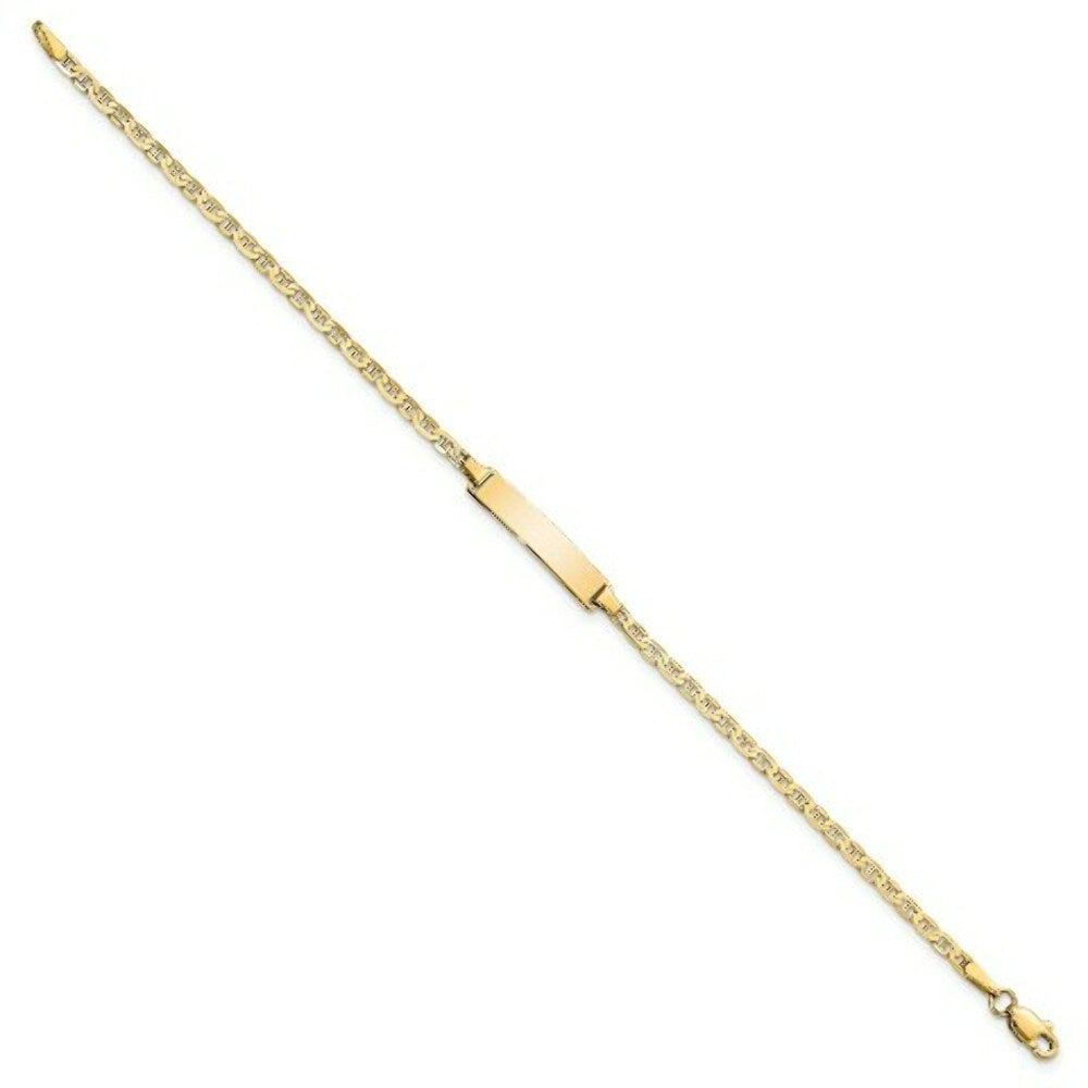 14K Yellow Gold Flat Anchor Link ID Bracelet  length: 7 inches