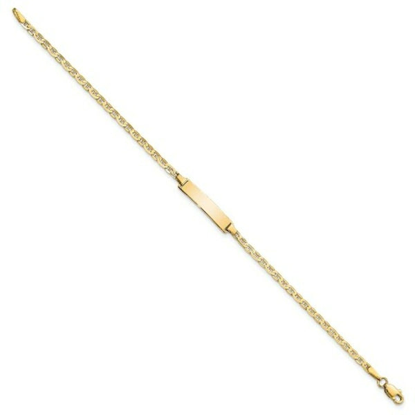 14K Yellow Gold Flat Anchor Link ID Bracelet  length: 7 inches
