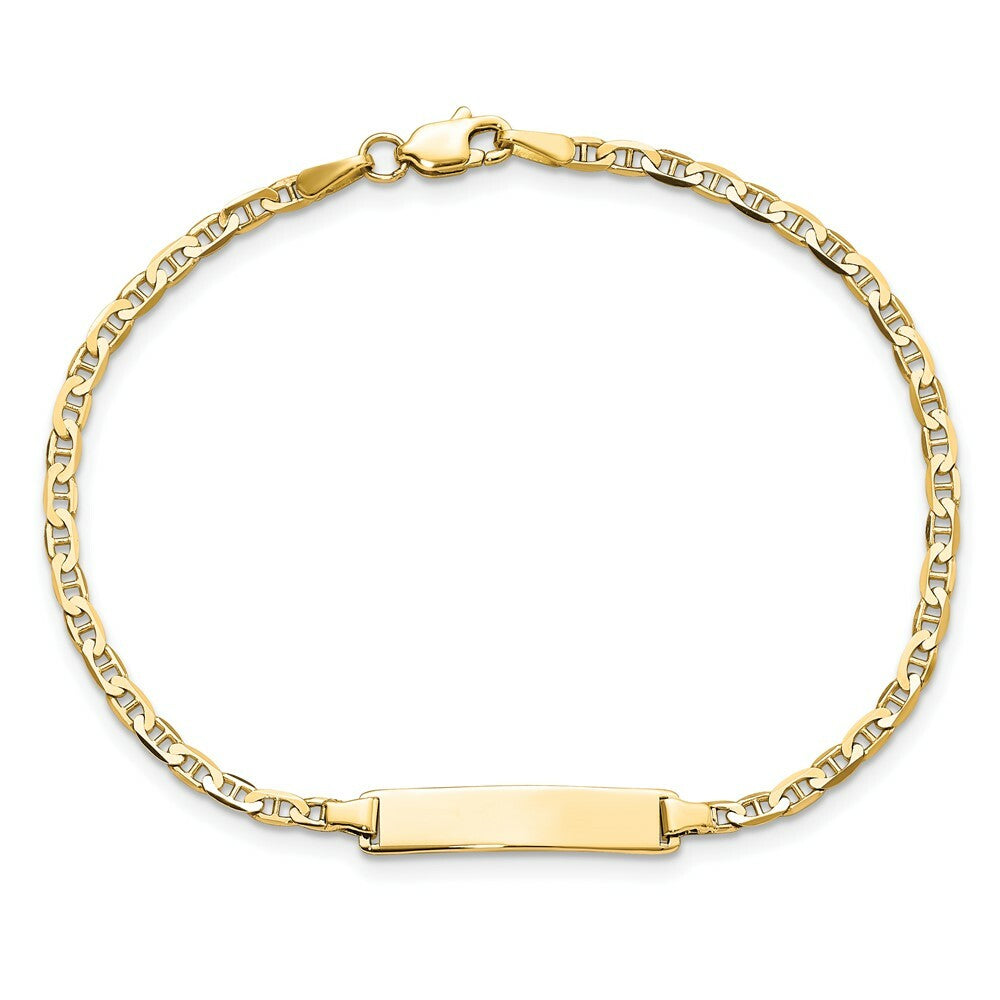14K Yellow Gold Flat Anchor Link ID Bracelet  length: 7 inches