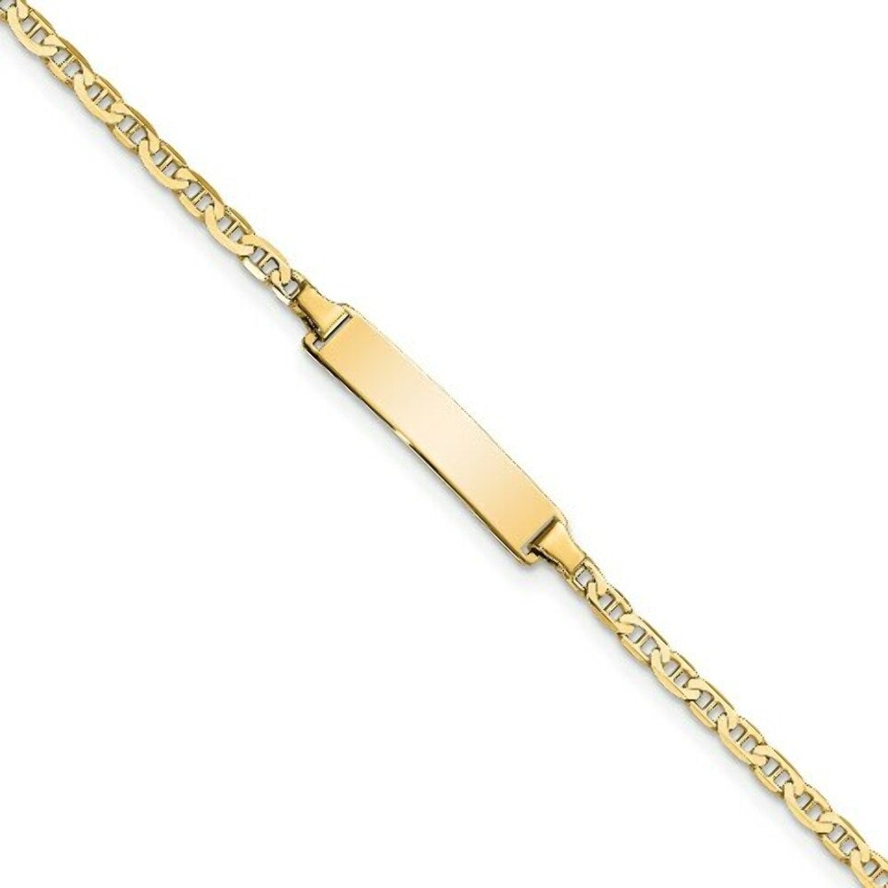 14K Yellow Gold Flat Anchor Link ID Bracelet  length: 7 inches