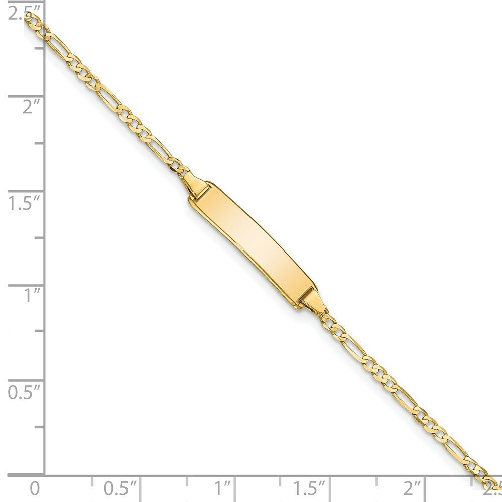 14K Yellow Gold Flat Figaro Link ID Bracelet  length: 7 inches
