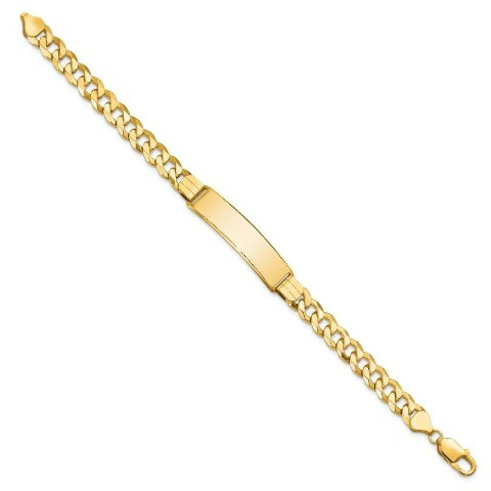 14K Yellow Gold Flat Curb Link ID Bracelet  length: 8 inches