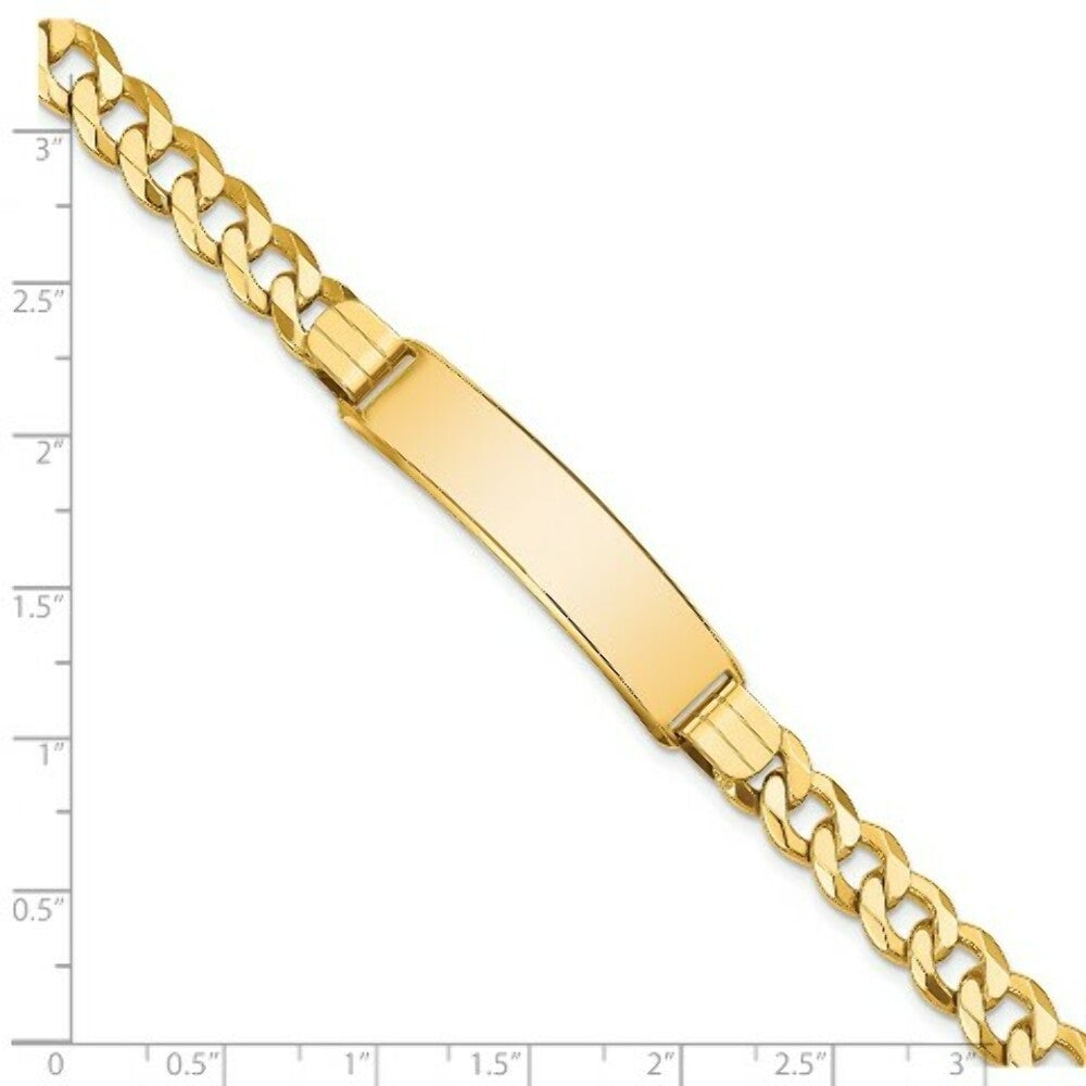 14K Yellow Gold Flat Curb Link ID Bracelet  length: 8 inches