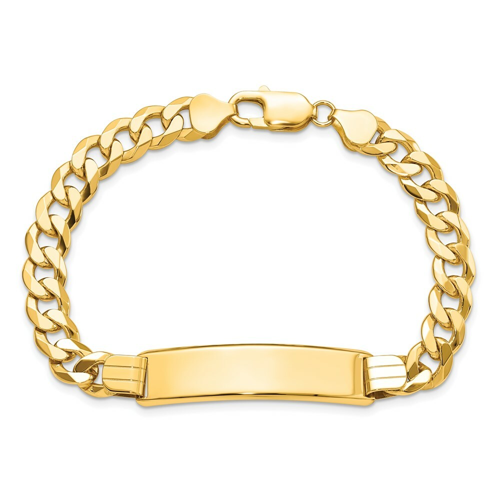 14K Yellow Gold Flat Curb Link ID Bracelet  length: 8 inches