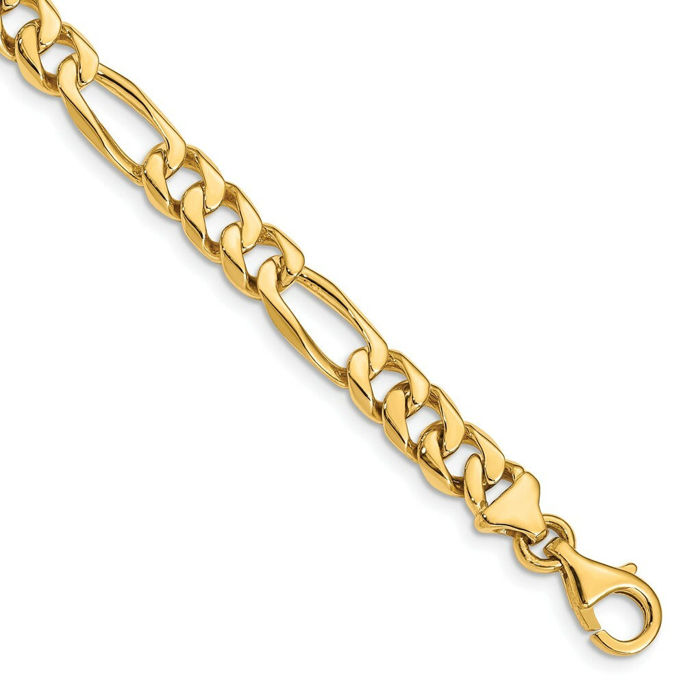 14K Yellow Gold 7mm Hand-polished Figaro Link Chain
