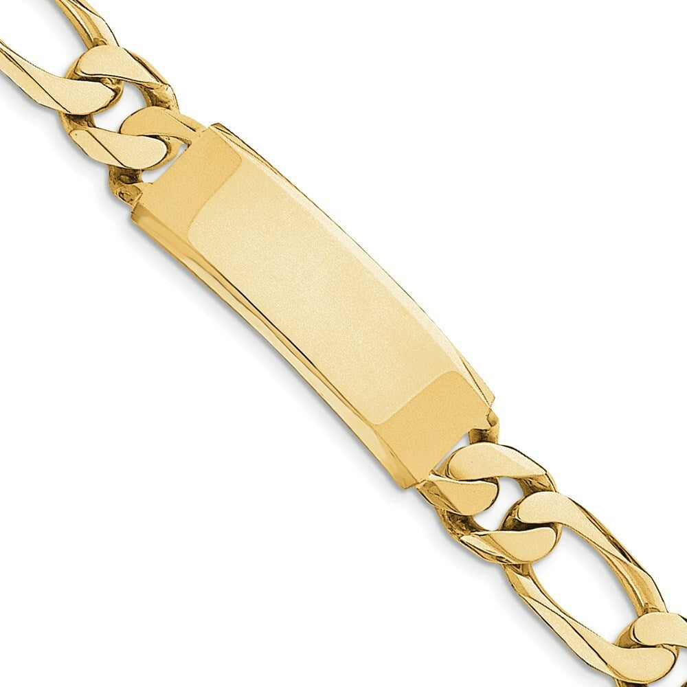 14K Yellow Gold Hand-polished Figaro Link ID Bracelet  Length 8.5'' inches