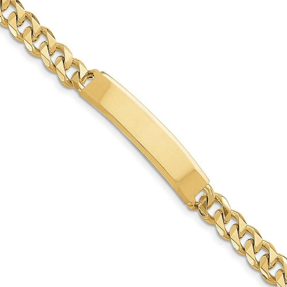 14K Yellow Gold Hand-polished Curb Link ID Bracelet
