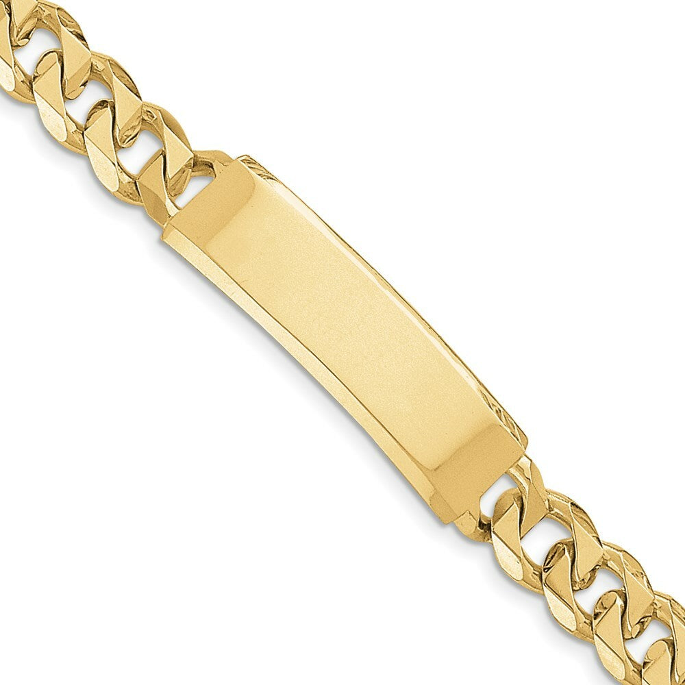 14K Yellow Gold Hand-polished Curb Link ID Bracelet