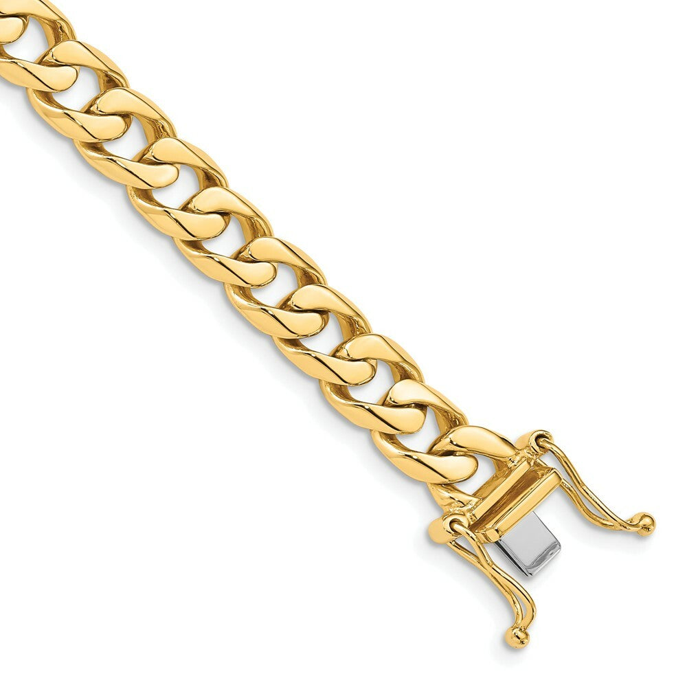 14K Yellow Gold 7.8mm Hand-polished Flat Beveled Curb Chain Necklace  Length 20'' inches