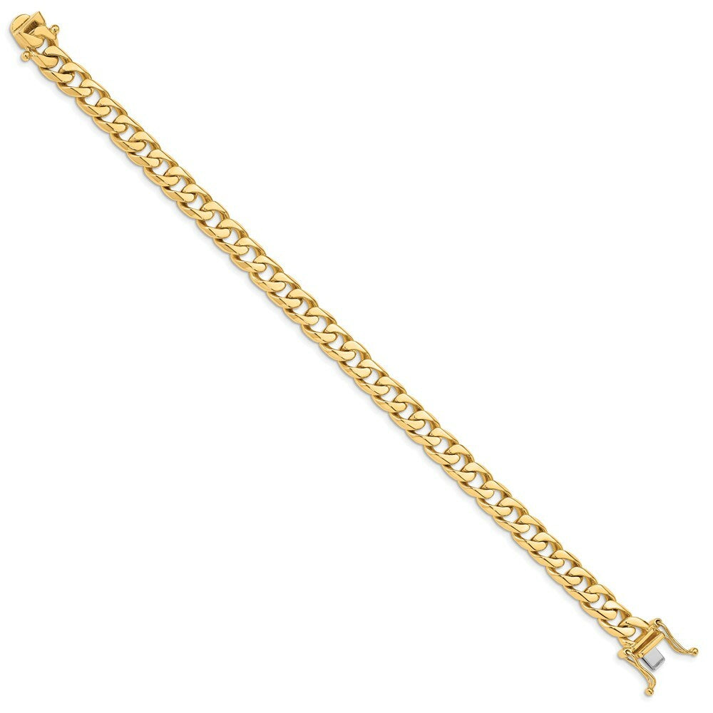 14K Yellow Gold 7.5mm Hand-polished Flat Beveled Curb Chain