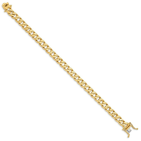 14K Yellow Gold 7.5mm Hand-polished Flat Beveled Curb Chain