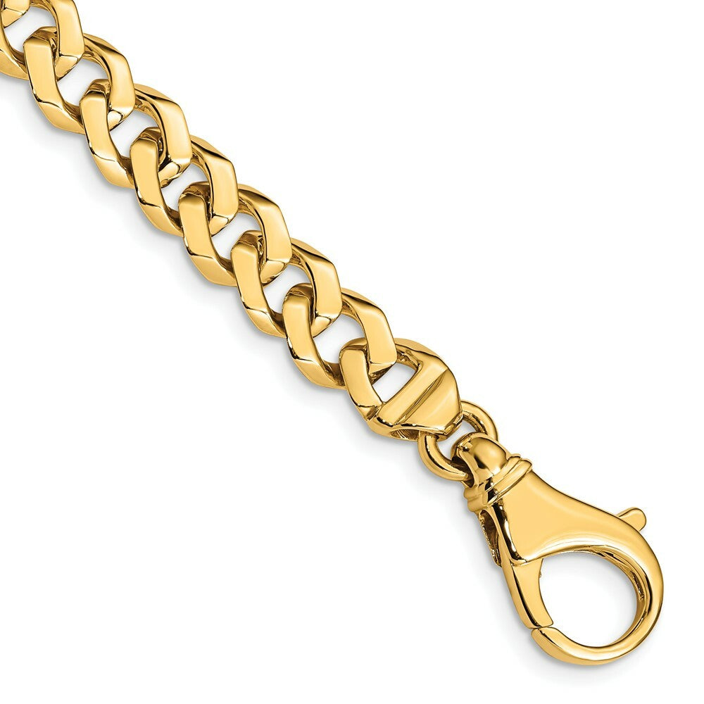 14K Yellow Gold 8mm Hand-polished Fancy Link Chain Bracelet  Length 9'' inches