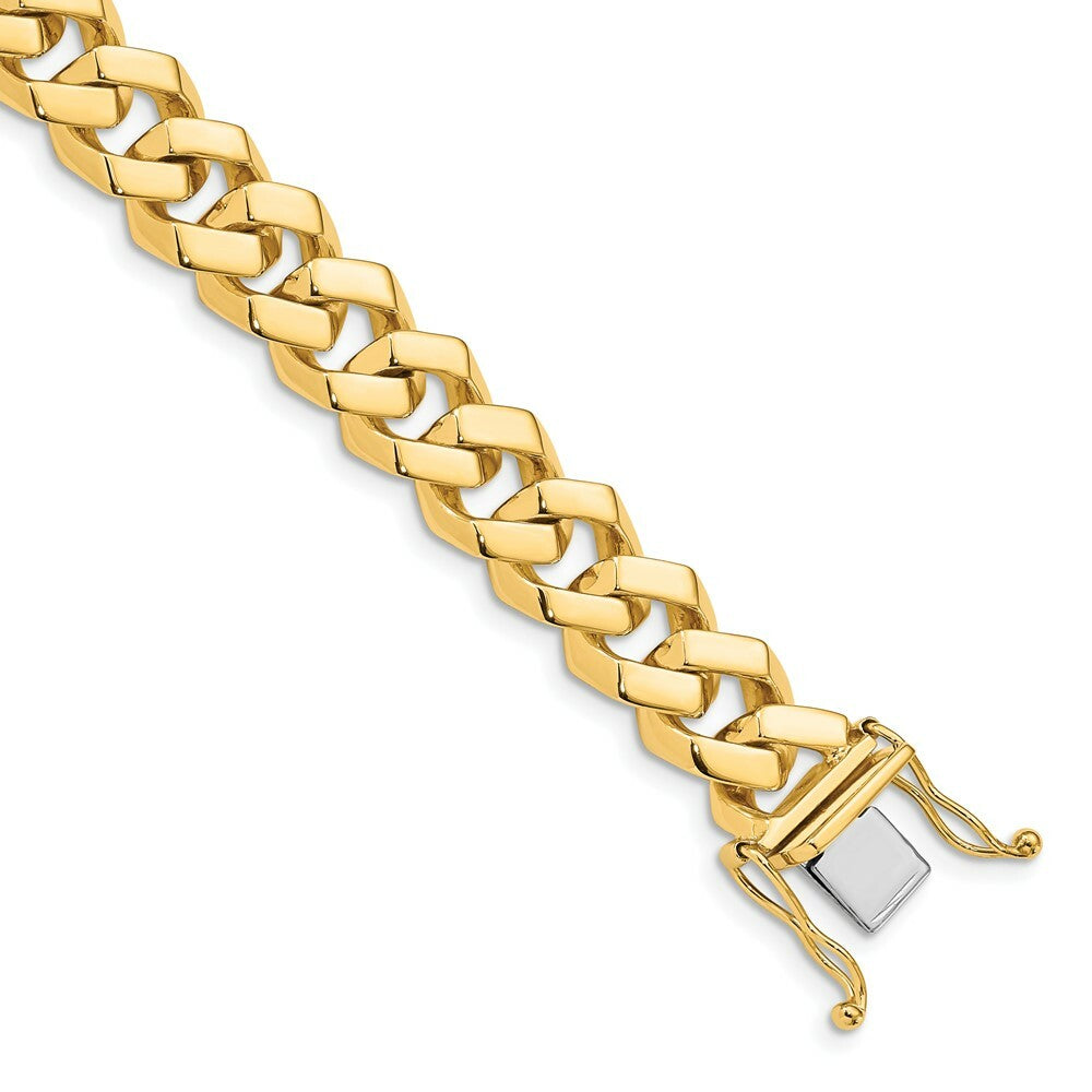 14K Yellow Gold 10mm Hand-polished Fancy Link Chain Bracelet  Length 9'' inches