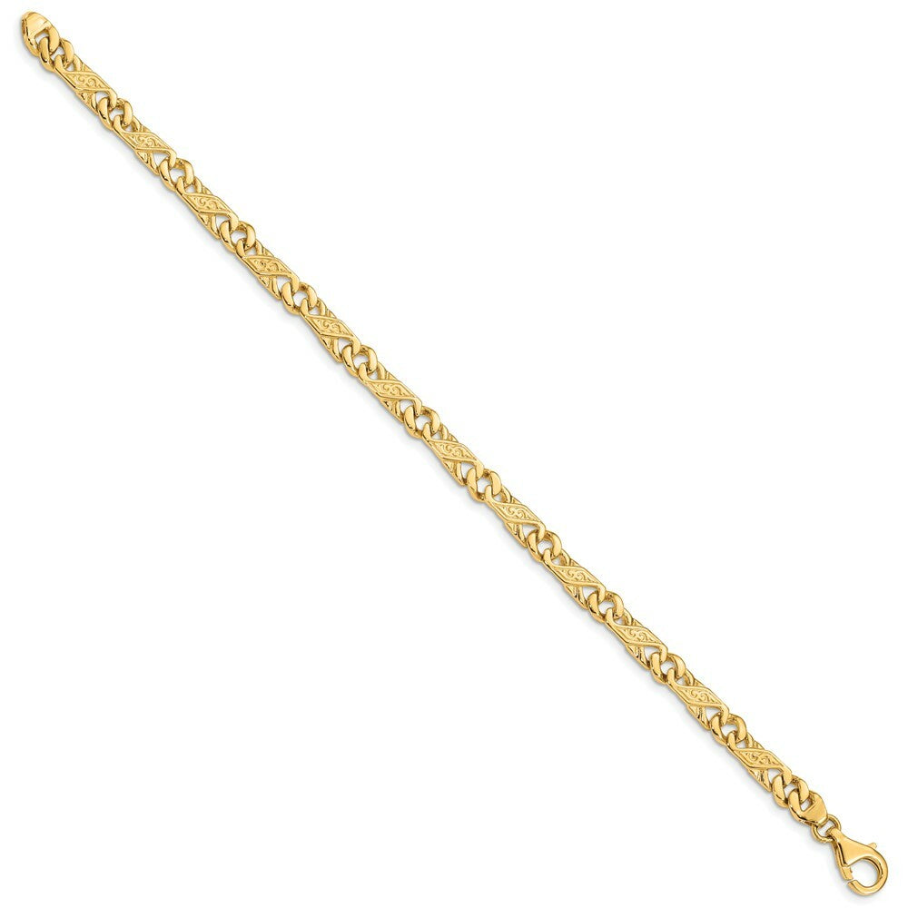 14K Yellow Gold 5.5mm Hand-polished Fancy Link Bracelet