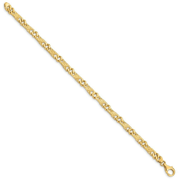 14K Yellow Gold 5.5mm Hand-polished Fancy Link Bracelet