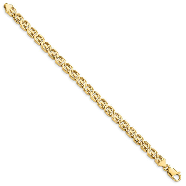 14K Yellow Gold 6.75mm Hand-Polished Fancy Link Bracelet