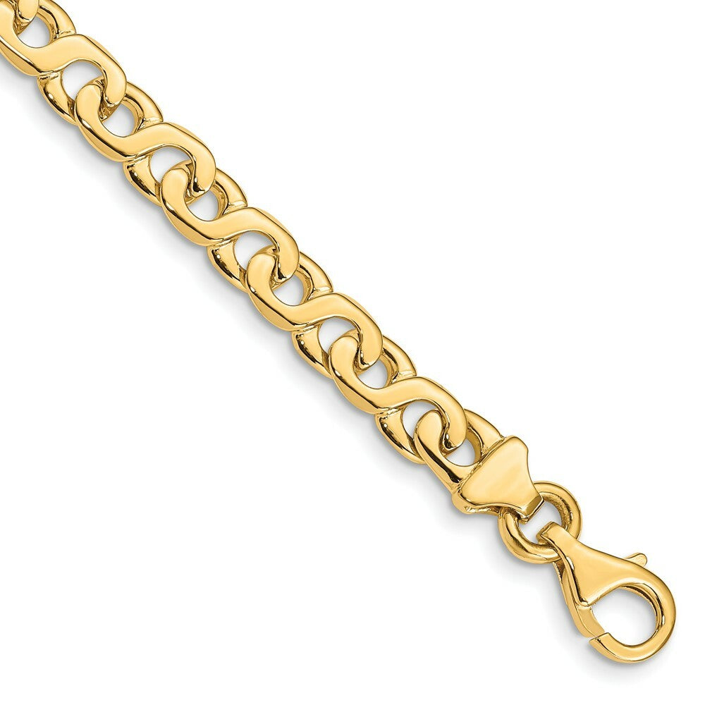 14K Yellow Gold 6.2mm Hand-Polished Fancy Link Bracelet