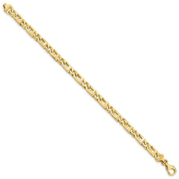 14K Yellow Gold 5.9mm Hand-Polished Fancy Link Bracelet