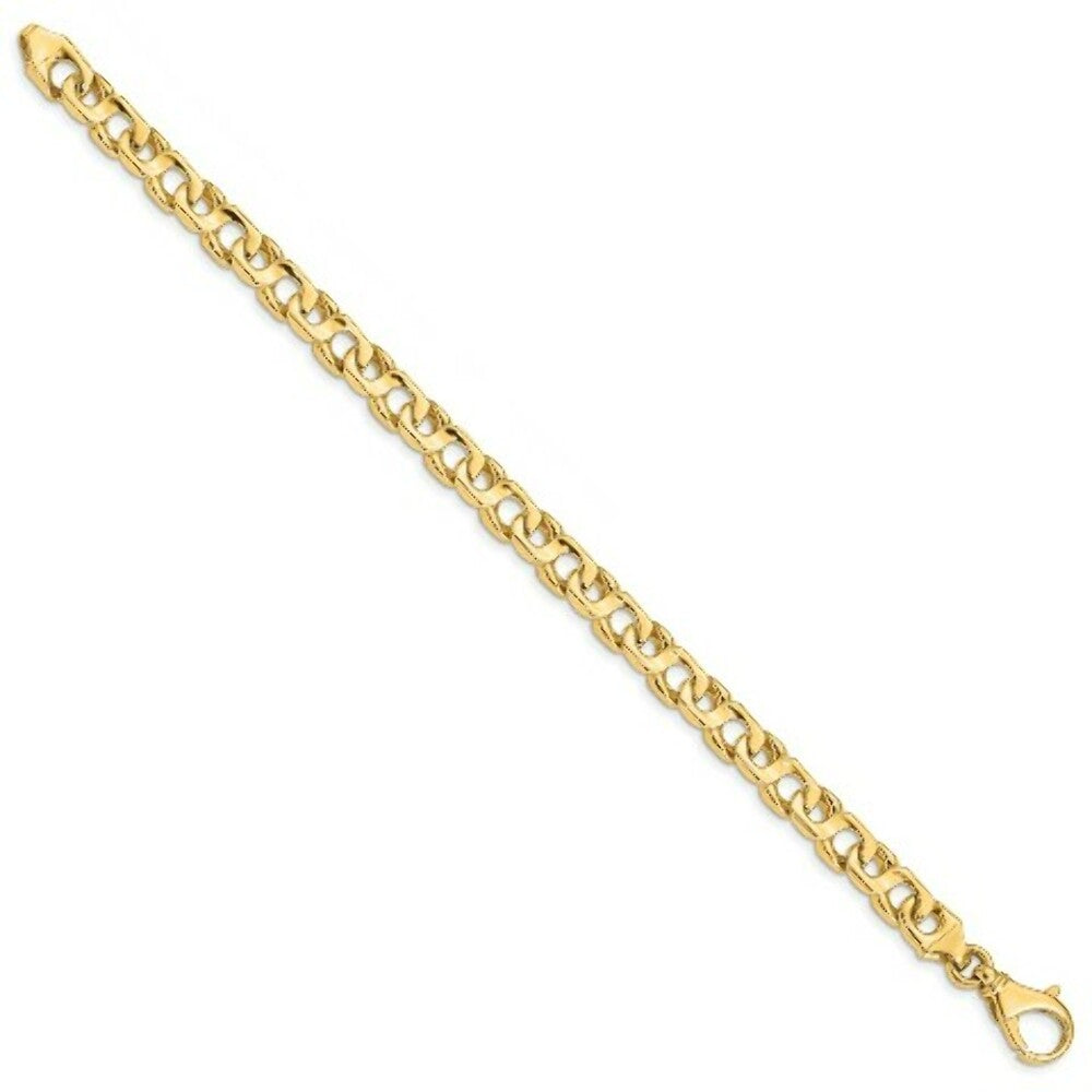 14K Yellow Gold 7.4mm Hand-polished Fancy Link Bracelet