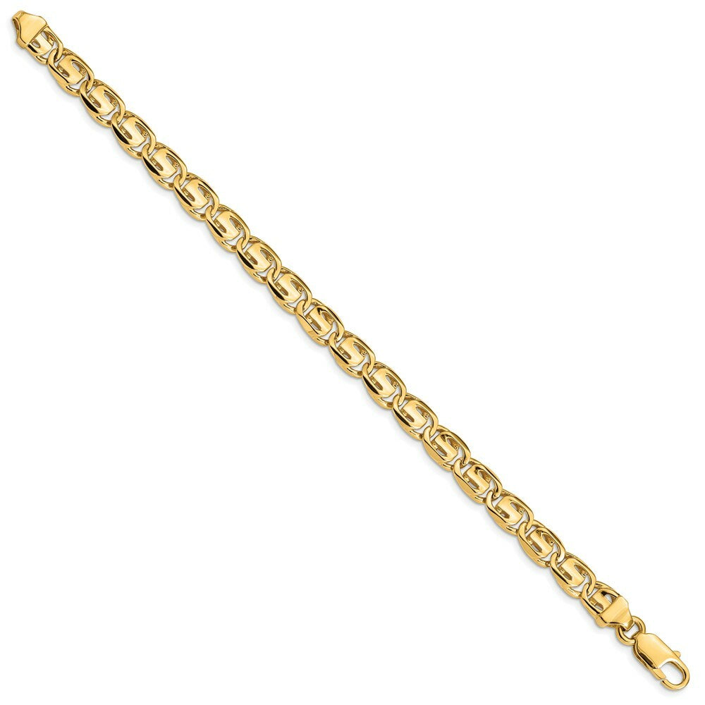 14K Yellow Gold 7.5mm Hand-polished Fancy Link Bracelet
